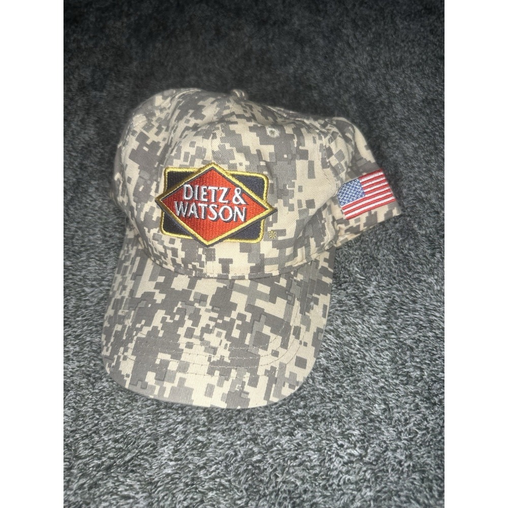 Dietz & Watson Hat Digital Camo American Flag Patch Embroidered Baseball Cap